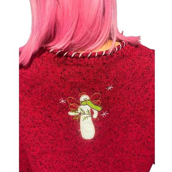 Christopher & Banks Embroidered Holiday Pullover Snowman Sweater Red XL - Picture 7 of 15